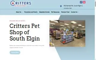 Critters Pet Shop of Elgin website
