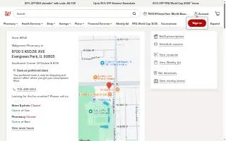 Walgreens Pharmacy of Evergreen Park website