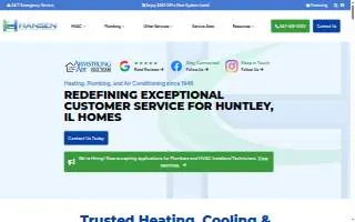 Hansen Heating, Plumbing & Air website