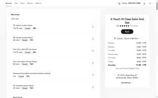 Touch of Class Salon and Spa website