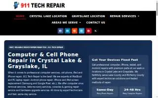 911 Tech Repair - Cell Phone & Computer Repair - Crystal Lake of Lake in the Hills website