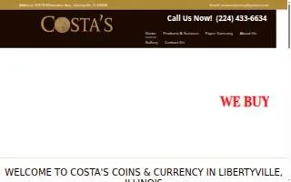 Costa's Coins & Currency website