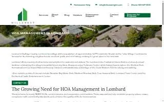 Hillcrest HOA Management of Lombard website