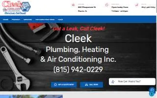 Cleek Plumbing, Heating & Air Conditioning Inc. website