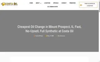Costa Oil - 10 Minute Oil Change - Mount Prospect website