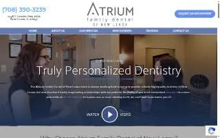 Atrium Family Dental of New Lenox website