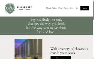 Beyond Body Yoga & Pilates of Niles website