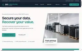 AVA E-Recycling Pick Up and Data Shredding website