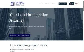 Prins Immigration Legal Services of Park Forest website