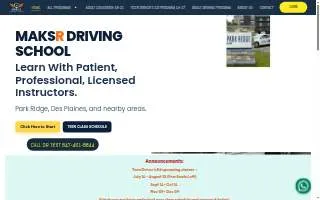 MAKSR Driving School Inc. of Park Ridge website