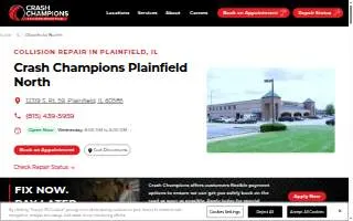Crash Champions Collision Repair Plainfield North website