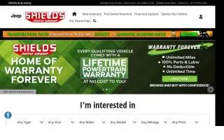 Shields Auto Center website