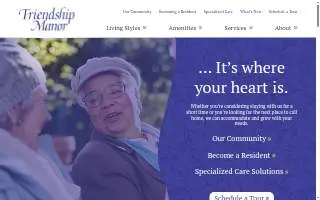 Friendship Manor website