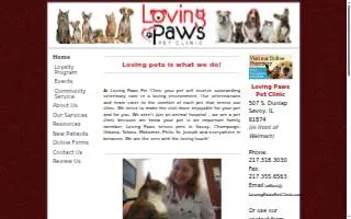Loving Paws Pet Clinic of Savoy website