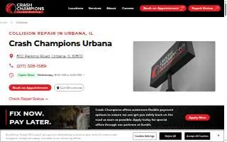 Crash Champions Collision Repair Urbana website