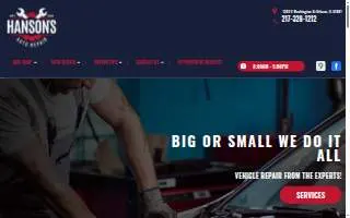 Hanson's Auto Repair website
