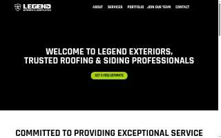 Legend Exteriors & Construction website
