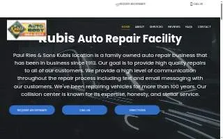 Kubis Auto Body at Paul Ries & Sons website
