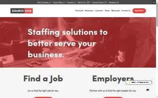 Source One Staffing website