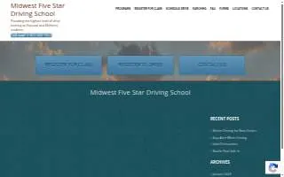 Midwest Five Star Driving School website