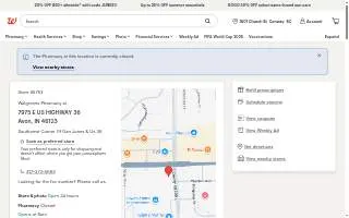 Walgreens Pharmacy of Avon website