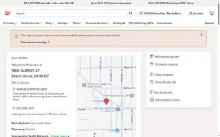 Walgreens Pharmacy of Beech Grove website