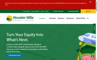 Hoosier Hills Credit Union of Bloomington website