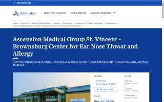 Ascension Medical Group St. Vincent - Brownsburg Center for Ear Nose Throat and Allergy website