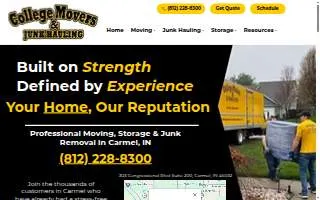 College Movers & Junk Hauling of Carmel website