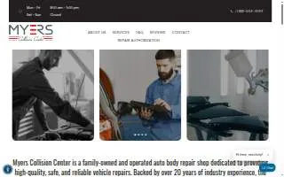 Myers Collision Center website