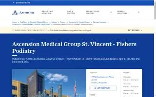 Ascension Medical Group St. Vincent - Fishers Podiatry website