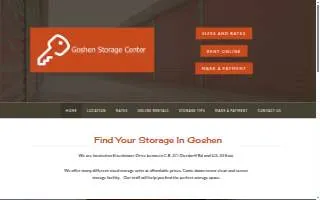 Goshen Storage Center website