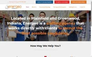 Energeo Staffing website