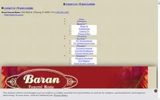 Baran & Son Funeral Home website