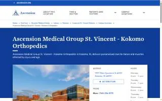 Ascension Medical Group St. Vincent - Kokomo Orthopedics website