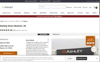 Ashley Store of Muncie website