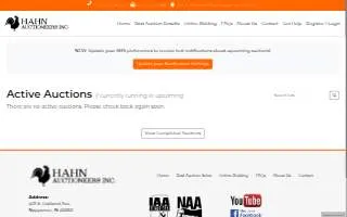 Hahn Auctioneers Inc. website