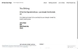 At Your Core Yoga website