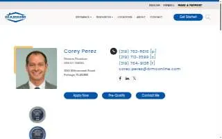 Corey Perez Diamond Residential Mortgage website