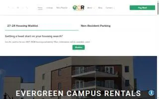 Evergreen Campus Rentals website