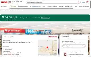 CVS Drug store of Zionsville website