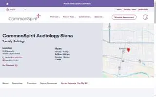 CommonSpirit Audiology Siena website