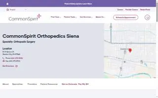 CommonSpirit Orthopedics Siena website