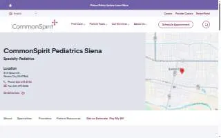 CommonSpirit Pediatrics Siena website