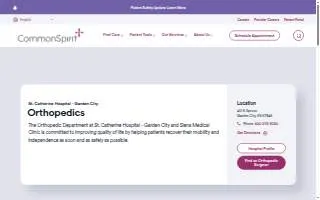 CommonSpirit St. Catherine Hospital - Garden City Orthopedics website