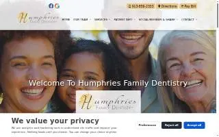 Humphries Family Dentistry website