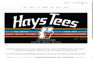 Hays Tees website