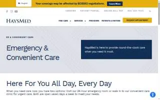 HaysMed Emergency Room website