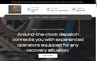 All About Towing website