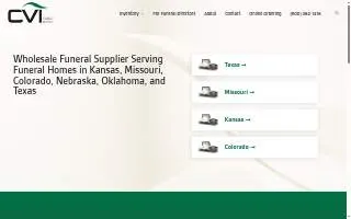 CVI Funeral Supply website